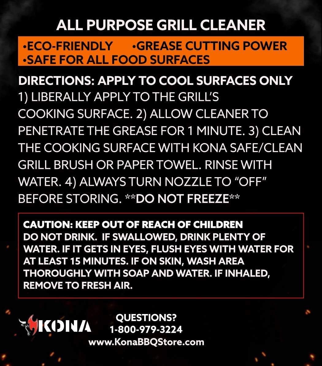 Kona Professional Grade Grill Cleaner Spray, 23 oz - Heavy-Duty Degreaser | Heavy-duty kitchen and BBQ degreaser spray, cuts grease on grates, ovens, and stovetops, 23 oz