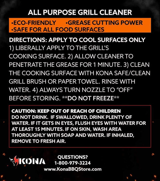 Kona Professional Grade Grill Cleaner Spray, 23 oz - Heavy-Duty Degreaser | Heavy-duty kitchen and BBQ degreaser spray, cuts grease on grates, ovens, and stovetops, 23 oz