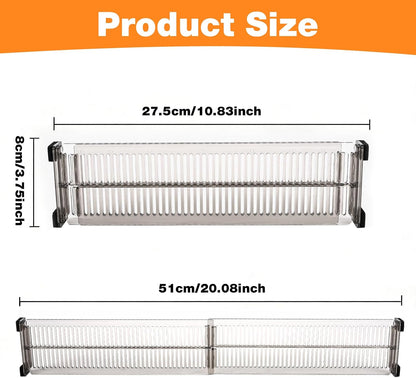 12 Pack Drawer Dividers for Clothes, 3.15" High, 10.83-20.08'' Adjustable | Clear Plastic Expandable Dresser Dividers Drawer Separators For Kitchen, Nursery Baby Clothing, Underwear Cosmetic Organizer