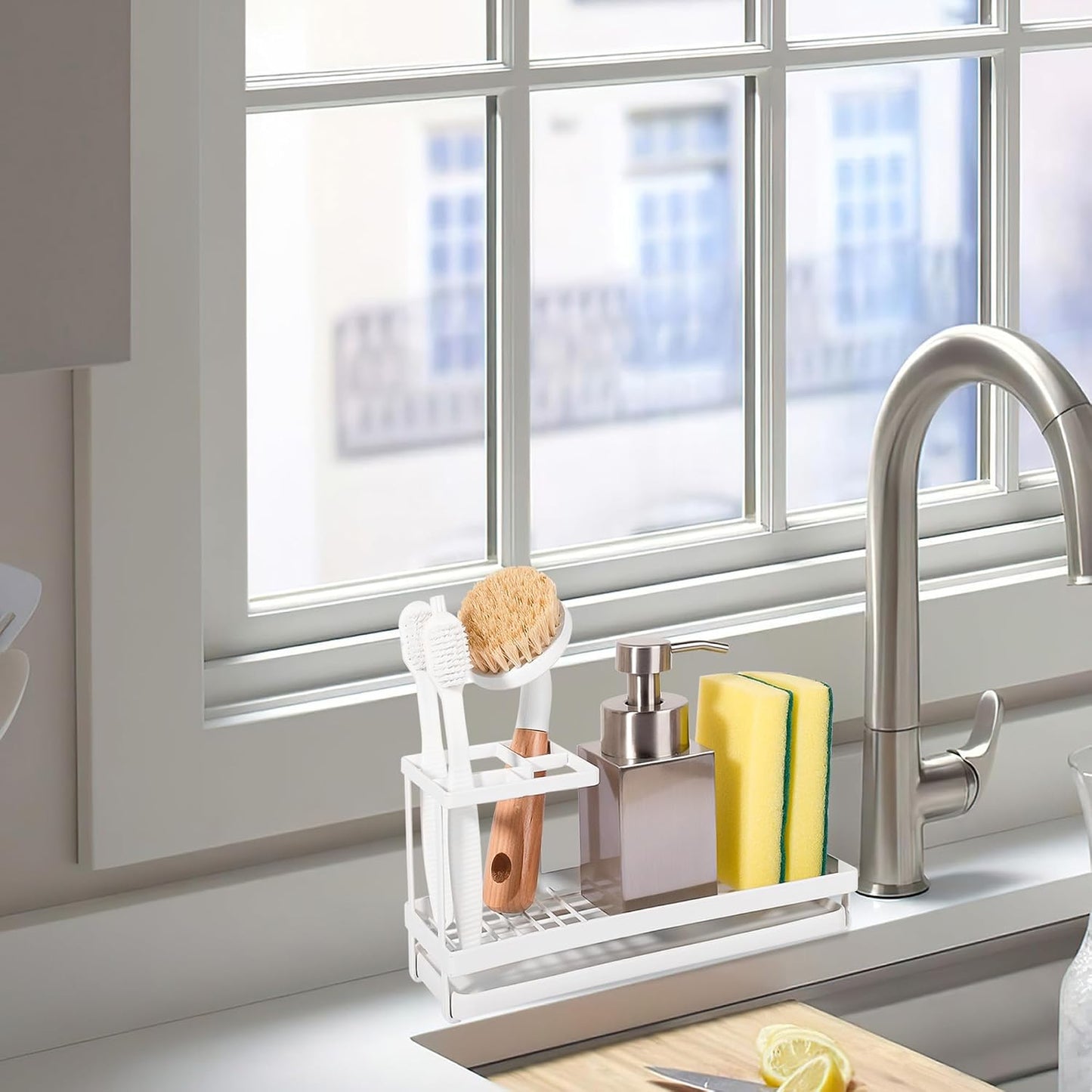 Toothbrush Holders Toothpaste Organizer Bathroom Accessories, Matte Black | Carbon Steel, 4 Slots, Removable Drip Tray, Easy to Clean, Electric Toothbrush Storage, for Countertop, Shower, Sink