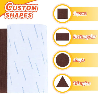 Felt Furniture Pads, 40 x 5 x 0.12 Inch Felt Strips | Non Slip Self Adhesive Cuttable Heavy Duty Felt Tape for Protecting Hardwood Floors Chair Wall Protector, Black