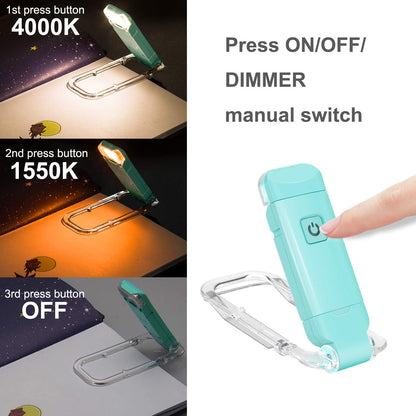 BIGLIGHT Amber Book Reading Light, LED Clip on Book Lights, Reading Lights for Books in Bed, Small Book Light for Kids, USB Rechargeable, 2 Brightness Adjustable for Eye Protection, Orange