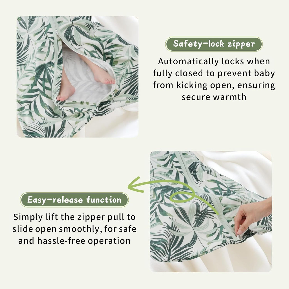 Baby Sleep Sack 0-6 Months, 100% Cotton Wearable Blanket, 0.5 Tog, 3 Pack