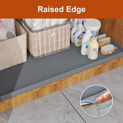 34" x 22" Extra Thick Silicone Mat Waterproof with Raised Edge, | Under Sink Mat for Kitchen & Bathroom, Kitchen Cabinet Liner, Multi-Purpose for Storage & Protection