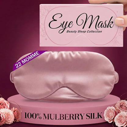 SLEEP SANCTUARY 100% Pure Mulberry Silk Sleep Mask - 22 Momme Light Blocking 3D Contour Silk Eye Mask for Sleeping - Secure Fit for Side Sleepers, Women & Men - Cloud Soft (Misty Blue)