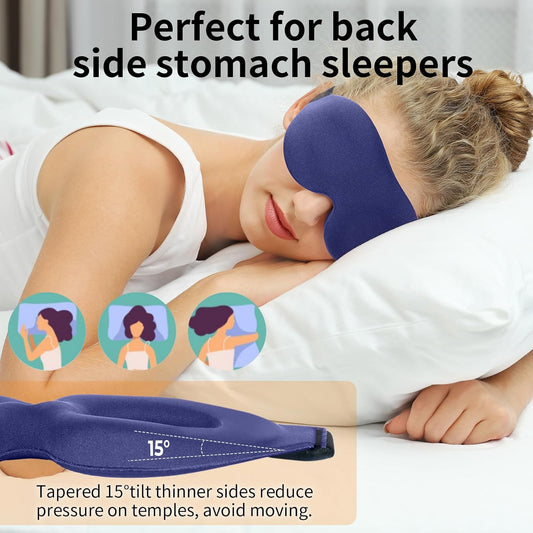 NEWVANGA Sleep Mask for Back and Side Sleeper, Travel Eye Cover, Blue