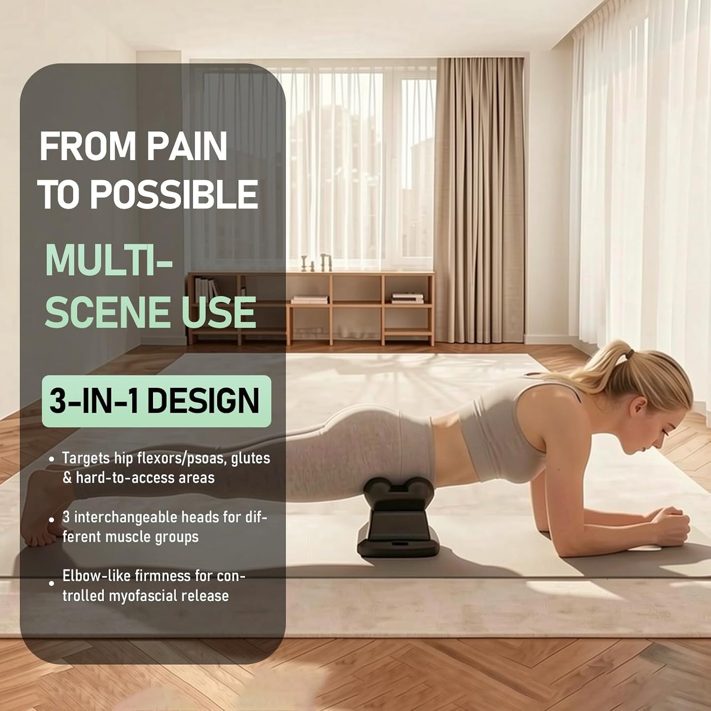 SBT Psoas Release Tool, 3-in-1 Manual Deep Tissue Trigger Point Massager Myofascial Release for Hip Flexor & Lower Back, Portable, Night Black
