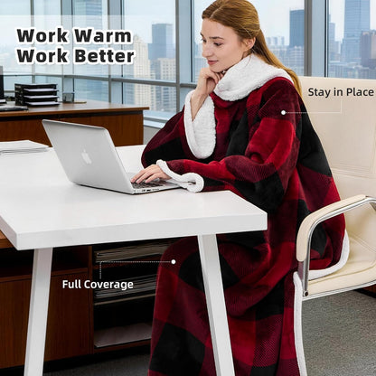 IFNOW Sherpa Wearable Blanket with Sleeves, Oversized Snuggle Robe, Purple | 430GSM Thick, 55x69", Big Pocket, TV Blanket,Fall Winter Dorm Essentials or Office, Christmas Birthday Gifts for Women Men