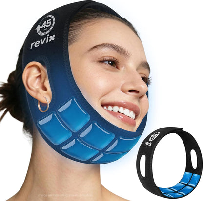 REVIX Wisdom Teeth Ice Pack Head Wrap for Face, Jaw & Chin Relief, Black | For Oral Surgery, Tooth Extraction, TMJ & Teeth Removed, 4 Reusable Hot & Cold Gel Packs, 3D Snug Fit
