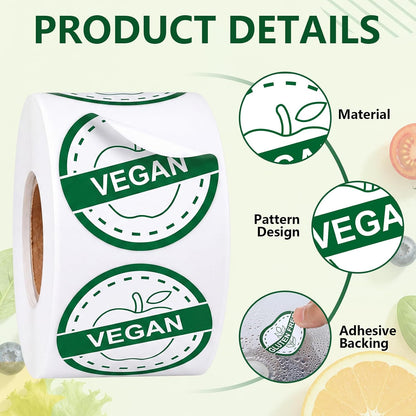 1000 PCS Gluten Free Stickers Bulk - 1.25 Inch Round Circle Gluten Free Rotation Dots Labels with Self Adhesive for Restaurants, Home Kitchen & Food Packaging, 2 Rolls(500 PCS Per Roll)
