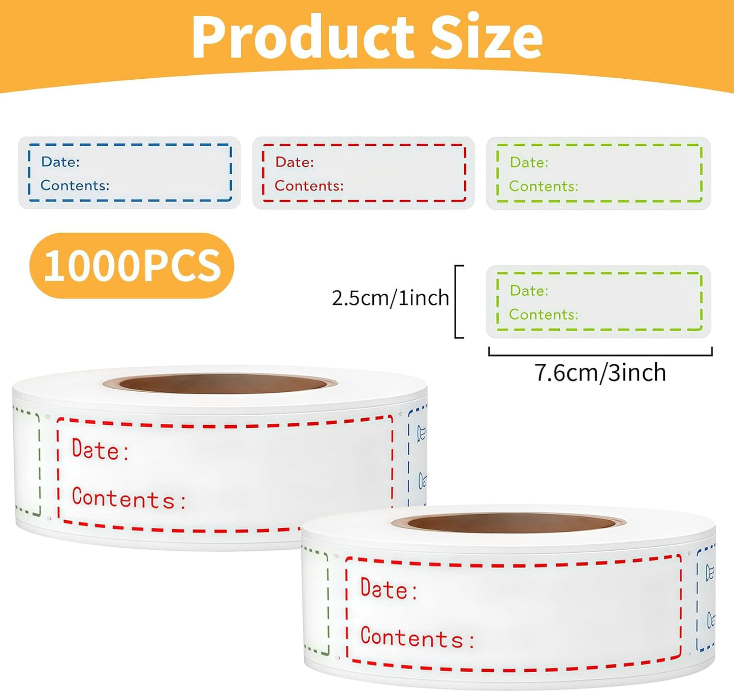 1000 Pcs Removable Freezer Labels, 1 x 3 Inch Food Labels for Food Containers, Food Date Stickers, Easy to Clean Write On Refrigerator Freezer Paper Labels, No Residue for Kitchen