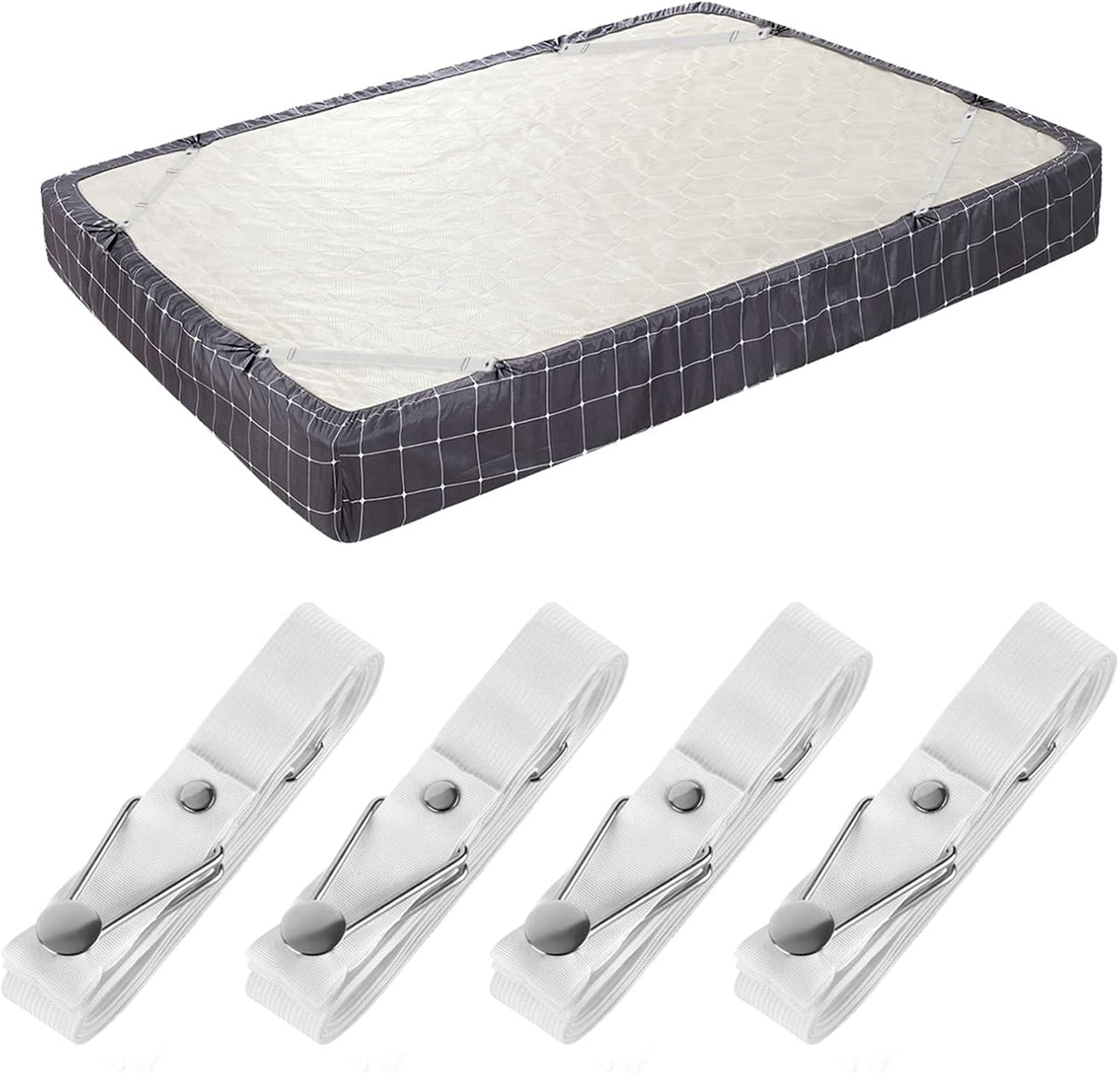 Bed Sheet Holder Straps- Adjustable Fitted Sheet Clips Bed Sheet Fastener Suspenders Elastic Gripper Holder Used for Bed Sheets,Mattress Covers, Sofa Cushion(Set of 4)