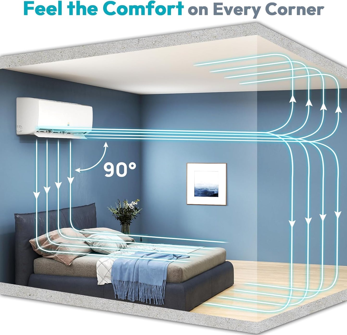 Rellytech Mini Split AC/Heating System - 9000 BTU Mini Split AC Inverter Heating and Cooling, 19 SEER2 115V/110V Energy Efficient Ductless Air Conditioner Up to 550sq.ft, Pre-charged System