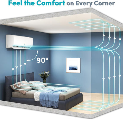 Rellytech Mini Split AC/Heating System - 9000 BTU Mini Split AC Inverter Heating and Cooling, 19 SEER2 115V/110V Energy Efficient Ductless Air Conditioner Up to 550sq.ft, Pre-charged System