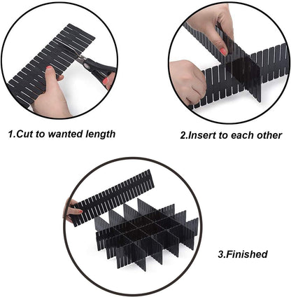 Onerbuy 8pcs Adjustable Grid Drawer Dividers DIY Plastic Closet Separator Tidy Organizer Container 32.5 * 7cm/ 12.8 * 2.8inch for Underwear Socks Belt Office Supplies(Transparent White)