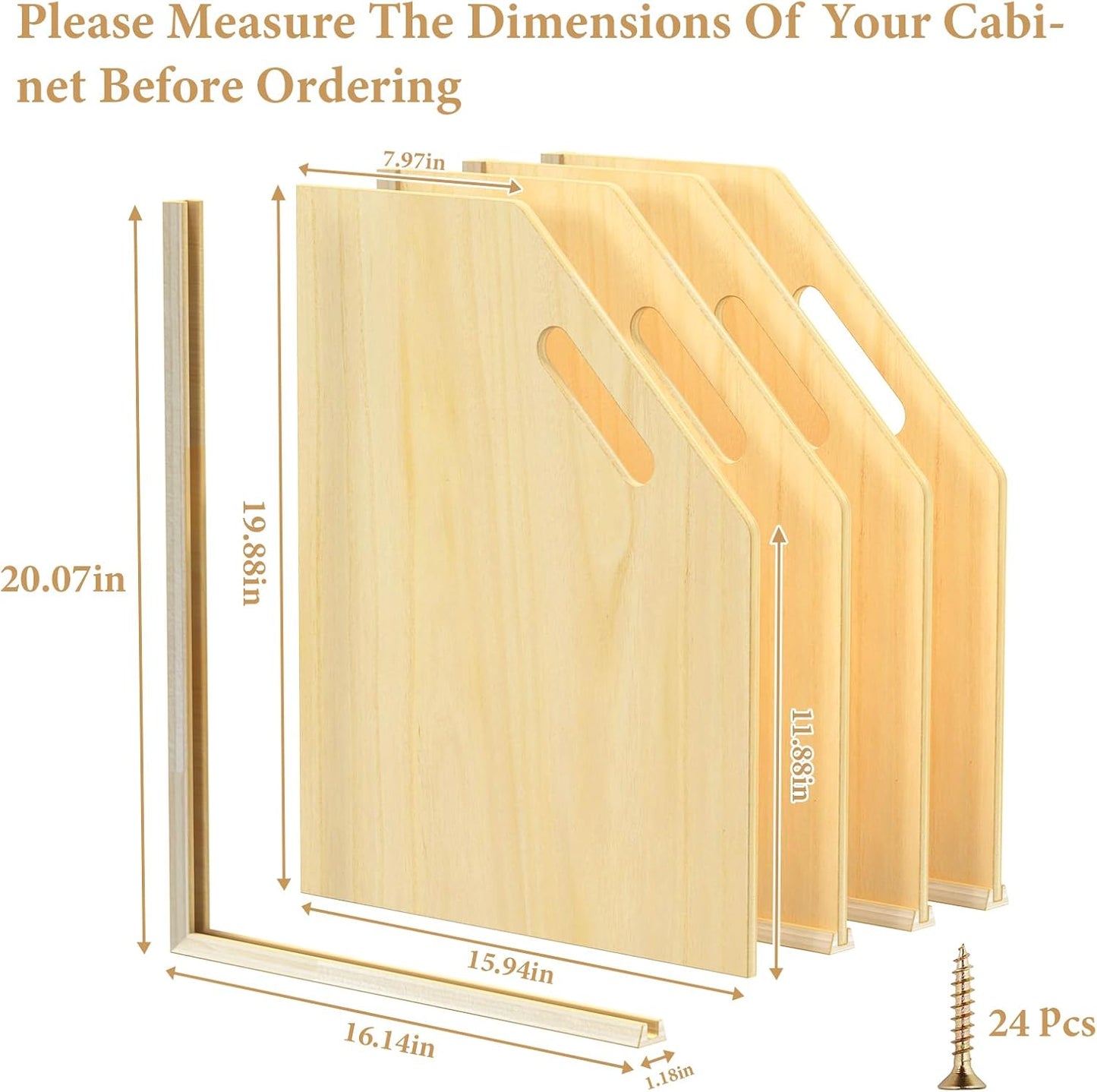 4 Pack Wood Tray Dividers for Cabinet, Cookie Sheet Organizer for Cabinet | No cutting required, Premium Wood, 2 Assembly Methods, Kitchen Cabinet Dividers for Storing pans, Baking tray, Cutting Board
