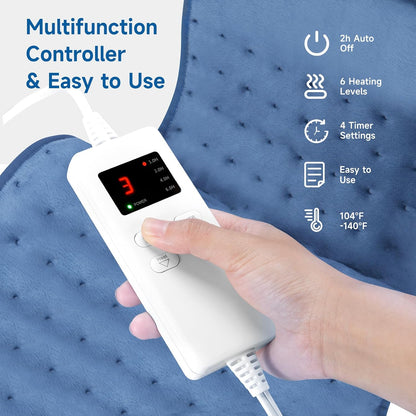 NBKLS Heating Pads for Back Neck Shoulder Pain, Electric Heating Pad Auto Shut Off, Fast Heat, Large Heating Pad Christmas Gift for Women Men, Birthday Gifts for Mom Dad (Blue)