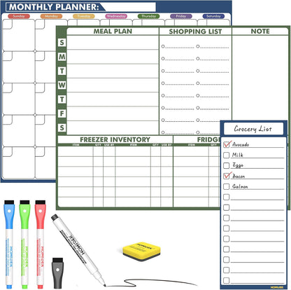 Magnetic Fridge Calendar Magnet, Dry Erase Whiteboard Calendar and Family Chore Chart for Adults with Magnetic List, Dry Erase Markers and Eraser - 14 x 11 Inches