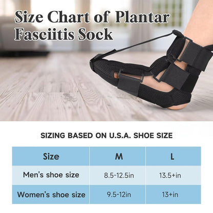 Plantar Fasciitis Night Splint Sock, Plantar Fasciitis Relief Night Splint for Women and Men, With Massage Ball, Large