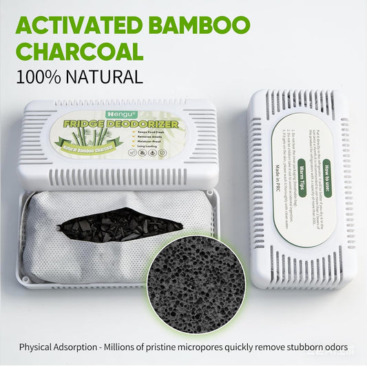 Fridge Deodorizer 6 Pack Activated Charcoal Refrigerator Deodorizer | Unscented, More Effective Than Baking Soda, Odor Eliminator and Moisture Absorber for Freezers Coolers Lunch Boxes