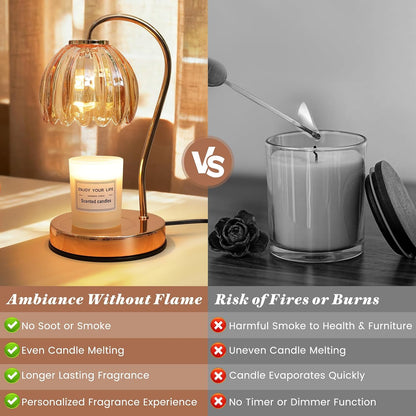 Electric Candle Warmer Lamp with Timer & Dimmer, Gray Tulip Lampshade