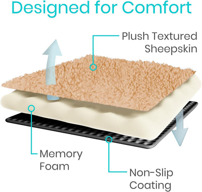 Vive Wheelchair Armrest Pads (2 PCS) - Memory Foam Sheepskin Cushion | Accessories for Transport Electric Wheel Chair Arm Rests - for Adults, Seniors, Handicapped - Soft Support for Office Chair
