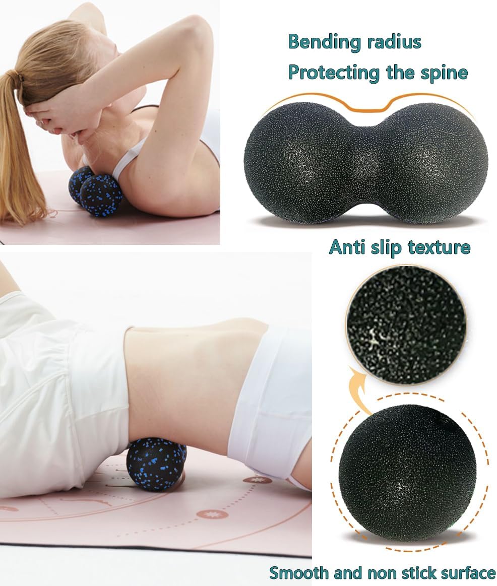 Peanut Massage Ball, Double Lacrosse Foam Roller for Physical Therapy, Firm | Deep Tissue Exercise, Myofascial Release, Muscle Knots Acupoint Relief, Trigger Point Tool for Neck Back Feet Waist Pain