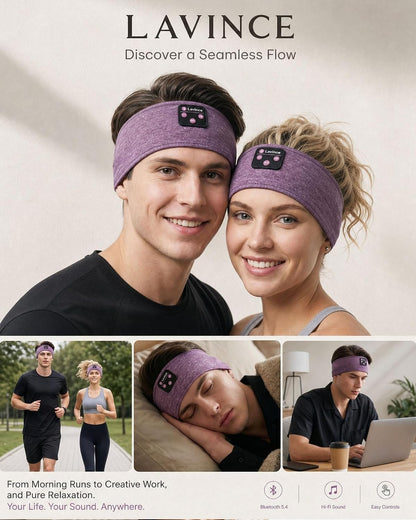 Sleep Headphones Headband, Bluetooth 5.4 Sleeping Headphones for Side Sleepers, Wireless Headband Headphones with Ultra-Thin Stereo Speakers for Sports, Workout, Travel, Meditation