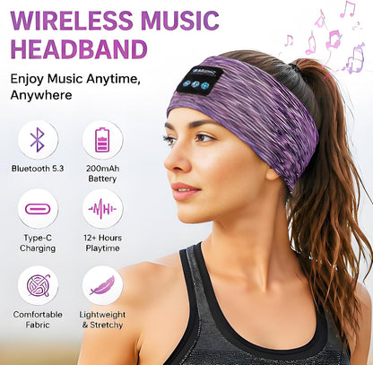 Sleep Bluetooth Headphones, Sleep Headphones Headband Wireless for Sleeping Side Sleeper, Wireless Sleep Earphones for Workout Sports Yoga Running Travel(Pinkish Yellow)