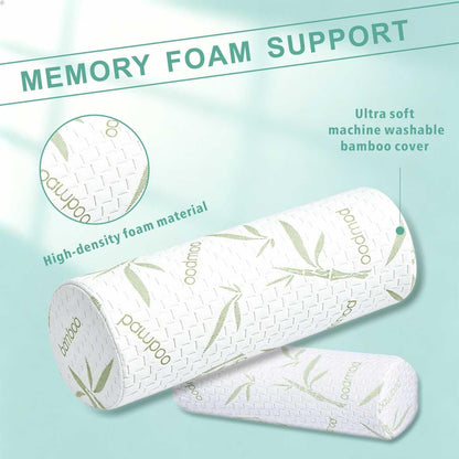 Cervical Neck Roll Pillow – Memory Foam Bolster Pillow for Neck & Back Support, Ergonomic Cylinder Pillow with Washable Cover for Side Sleepers, Lumbar, Knee & Leg Support