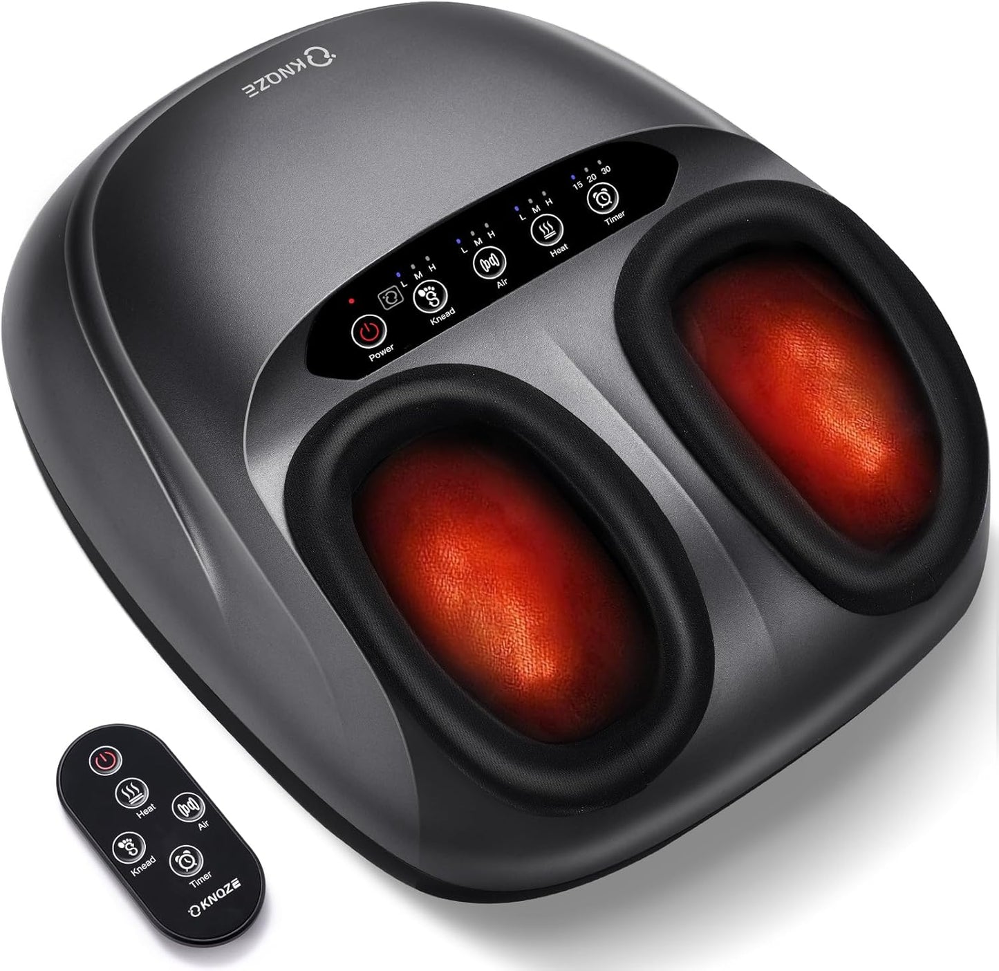 KNQZE Shiatsu Foot Massager with Heat for Plantar Fasciitis, FSA Eligible | Deep Kneading Shiatsu Massage, Multiple Heat & Compression Levels, Remote Control, Fits Men's Size 13, Gift for Women Men Mom