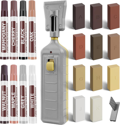 Laminate Vinyl Floor Repair Kit - Set of 22 Wood Floor Wax Furniture Touch Up Markers, Linoleum Repair Kit Cover Up Scratches, Cracks, Stains for Wooden Door, Floor, Table, Cabinet, Desks