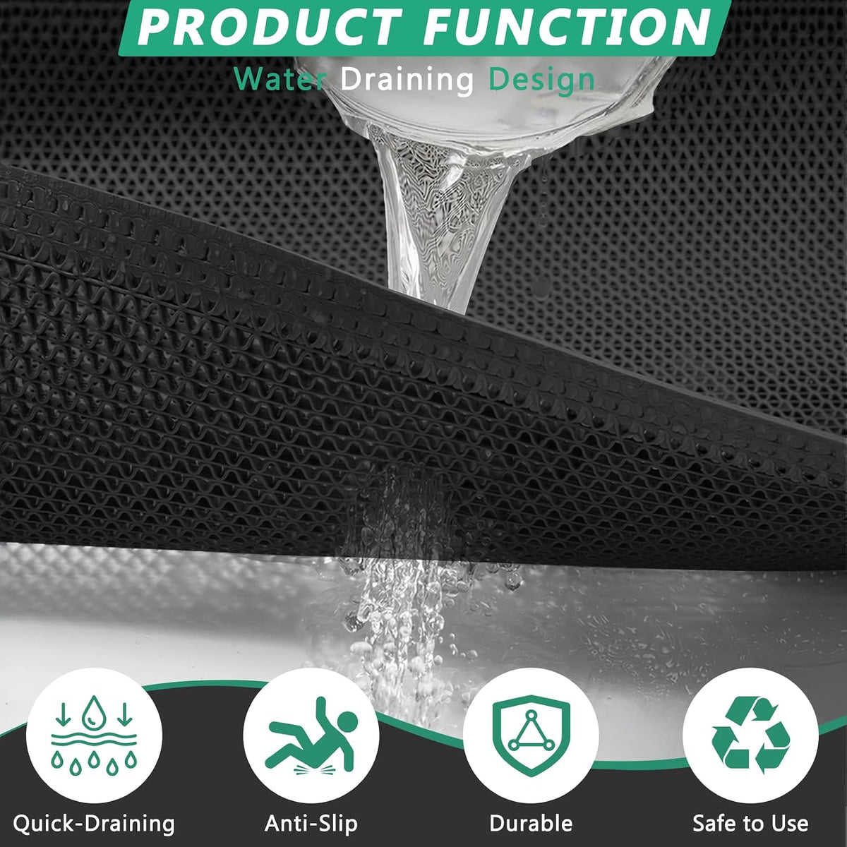 WochiTV Non Slip Drainage Mats PVC Pool Floor Mat 0.23'' Thick Outdoor Indoor Parking Space Mat for Bathroom Garage Basement Backyard Commercial Kitchen 3x16.6Ft