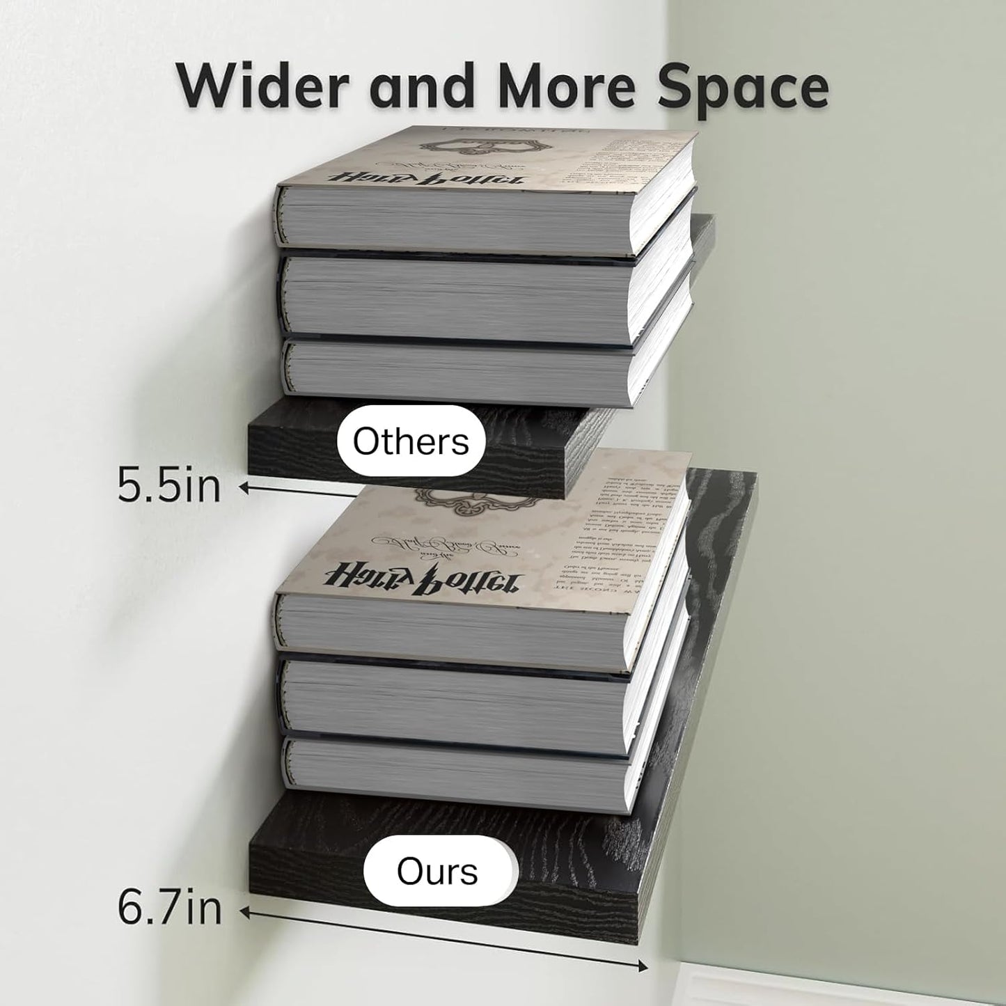 BAYKA Rustic Brown Floating Shelves 22.5in, Set of 2, Wall Mount Wood Shelf | Easy Install, 22lbs Max Load, Hidden Bracket, for Bathroom Bedroom Living Room or Kitchen, Hanging Shelf Book Decor Storage