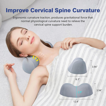 ComfortLife Small Neck Stretcher Pillow for Pain Relief, Medium Soft Cervical Traction Device Neck Mild Support Pillow Foam Cervical Neck Pillow for Tension Muscle Relax Relief (Grey)