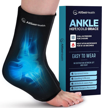 Ankle Ice Pack Wrap for Foot Pain, Hot/Cold Compression Sleeve Medium