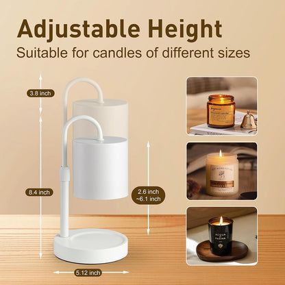 Briever Dimmable Candle Warmer Lamp with Timer, Height Adjustable Electric Candle Wax Warmer, Christmas Birthday Gifts for Women Mom, House Warming Gifts New Home Room Decor, Black Solid Wood Base