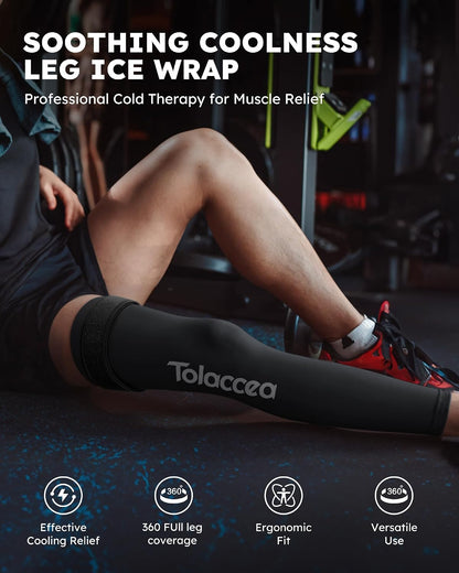 Full Leg Ice Pack Wrap with 360° Coverage with Strap for Muscle Recovery After Exercise, Ice Pack Wrap Around Entire Leg for Pain Relief, Foot Calf and Thigh Legs Shins Hamstrings (universal)