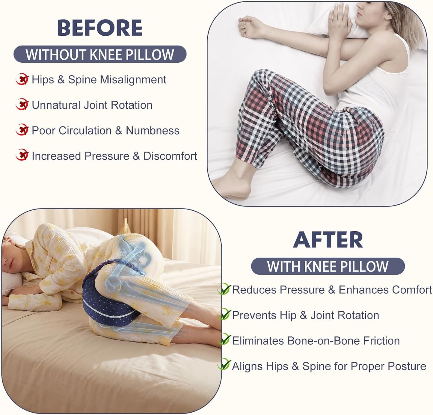 Revoget Alignment Pillow for Side Sleepers, Relieve Leg Pain & Sciatica 2026 New Knee Pillow for Side Sleepers, Hips Buttocks Back Sciatica Relief Pillow with Adjustable Strap (Star Blue)