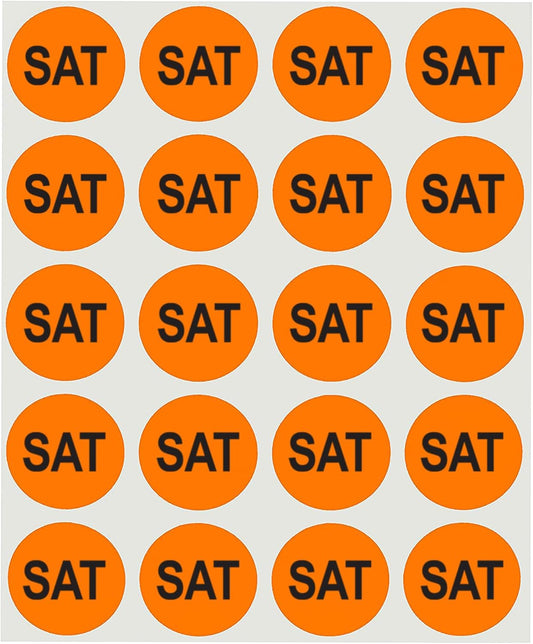 ChromaLabel 1 Inch Orange Removable Saturday Day Labels, 420/Pack