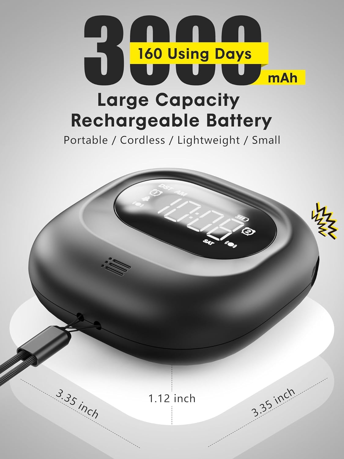 ROCAM Vibrating Alarm Clock Bed Shaker, Rechargeable 3000mAh Battery