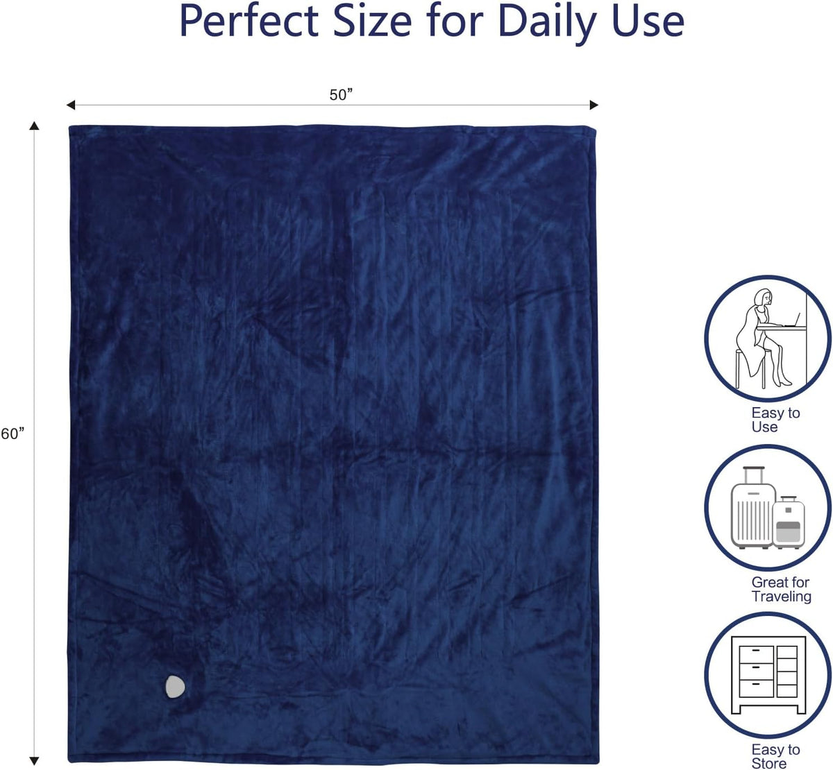 Tefici Heated Blanket Throw,Ultra Soft 2-Layer Flannel Electric Blanket