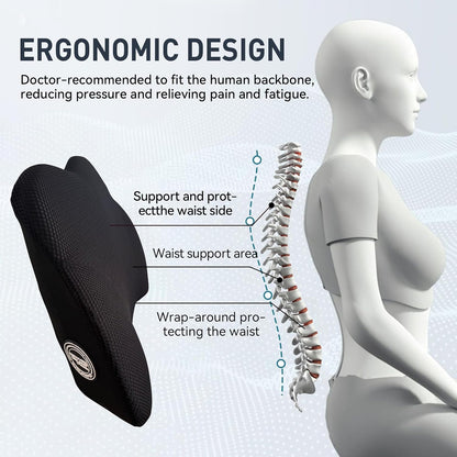 Super Cozy Lumbar Support Pillow for Car/Office Chair, 100% Memory Foam