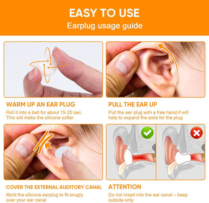 12 Pack Reusable Silicone Ear Plugs, Great for Sleep and Swimming