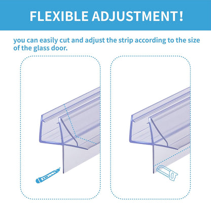 2-Pack ShowerDoor Bottom Seal 3/8" x 36" Polycarbonate Frameless Ultra Clear Shower Door Seal Strip for Glass Doors Stop Leaks and Create a Water Barrier Replacement Shower Cubicle
