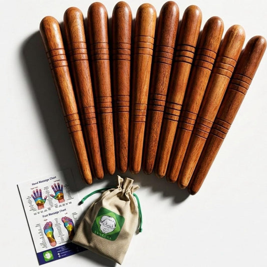 Lungcha Thai Traditional Wooden for Foot Massage Stick Tool Reflexology (Set 10 Foot Massage)