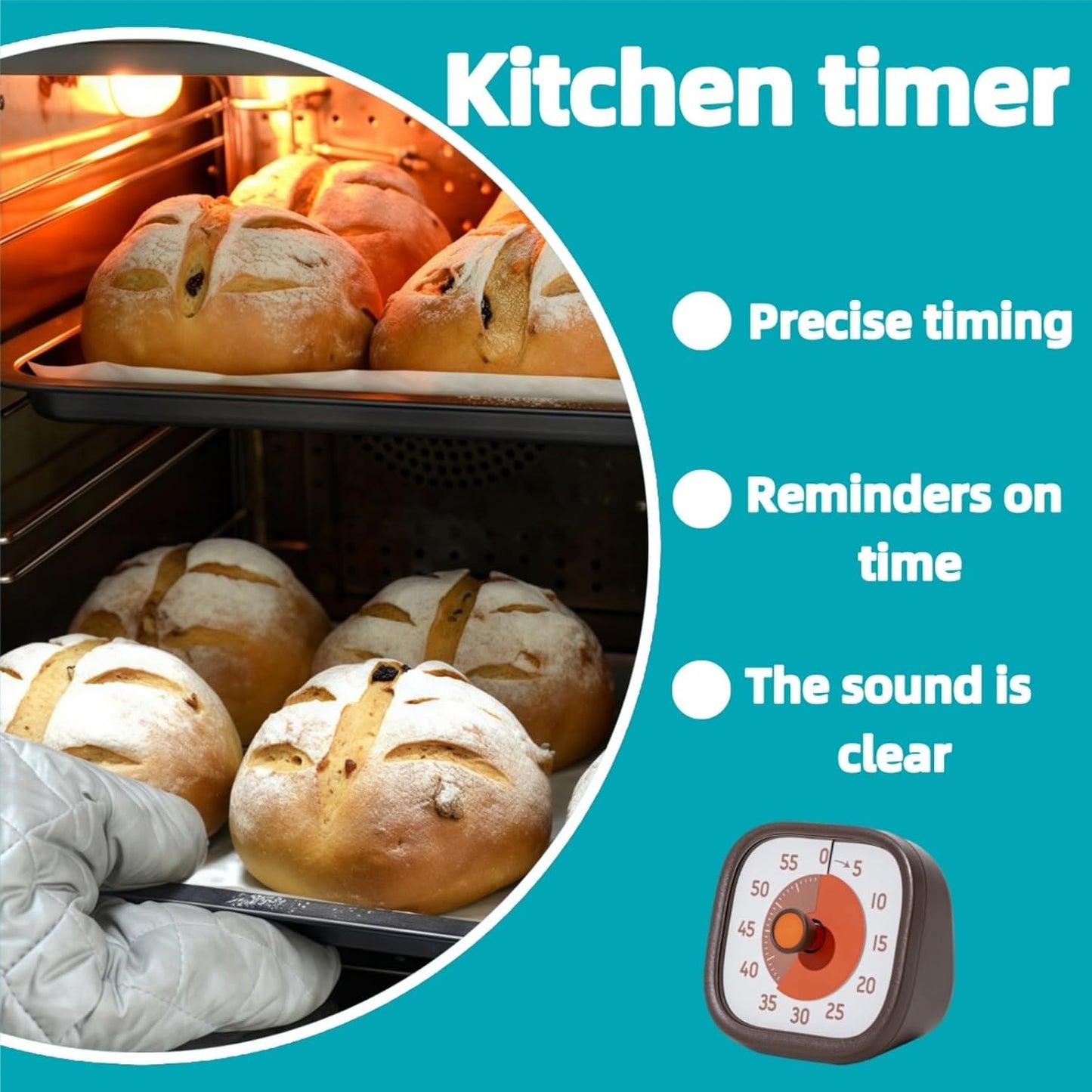 Visual Timer for Kids - 60 Minute Visual Kids Timer for Classroom Home Office, Countdown Timer for Cooking Teaching Working Meeting (Orange)