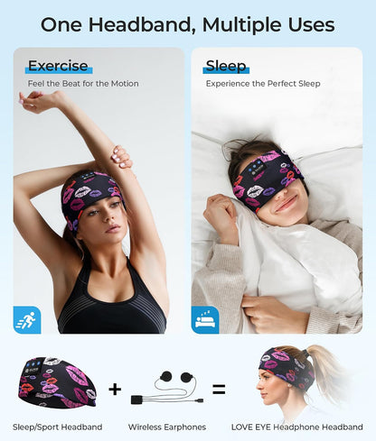 LOVE EYE Sleep Sport Headphones Wireless Bluetooth 5.4 Headband Headphone