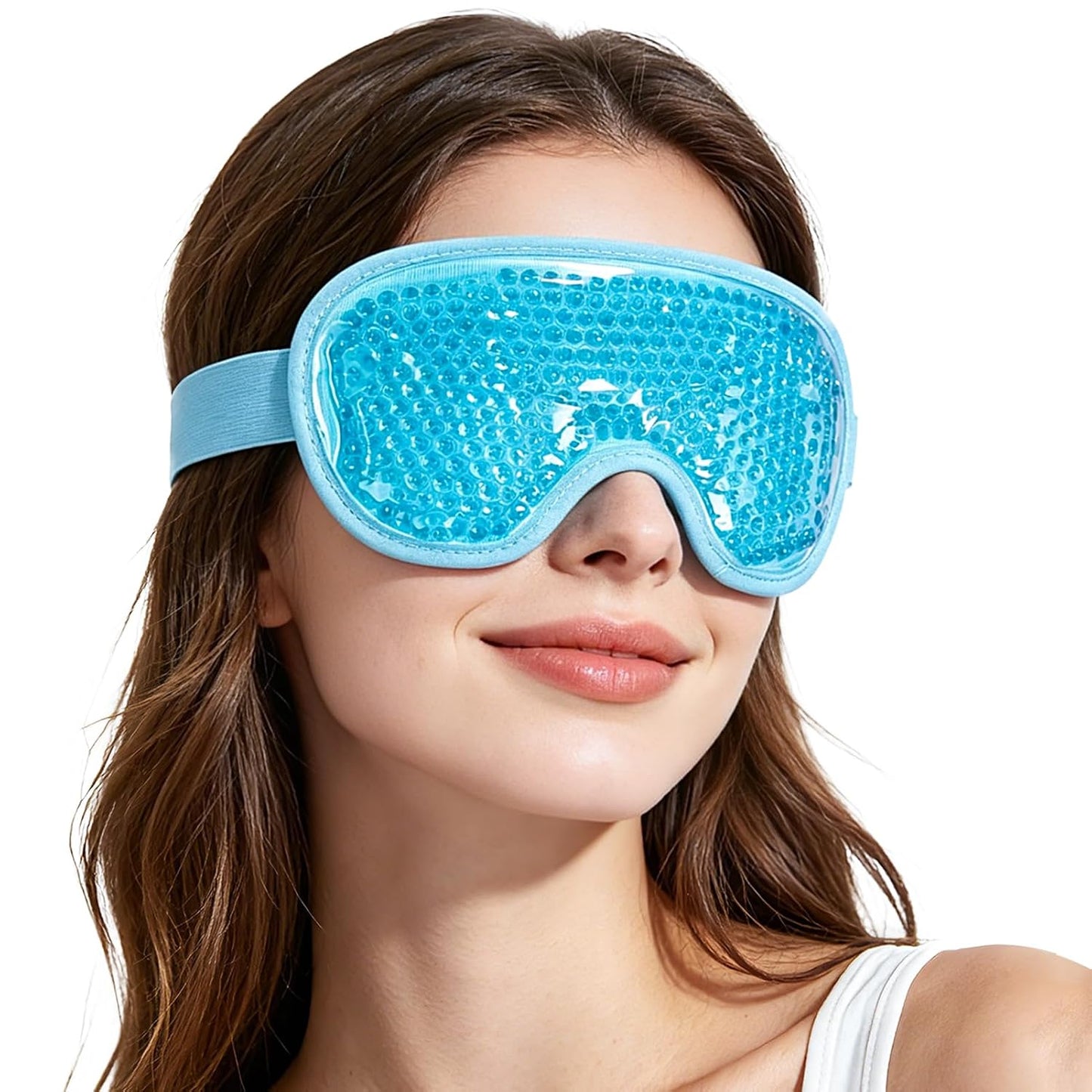 NEWGO Cooling Gel Eye Mask - Reusable Cold Pack for Puffy Eyes, Dark Circles, Migraine, Stress Relief - Purple With Soft Plush Backing