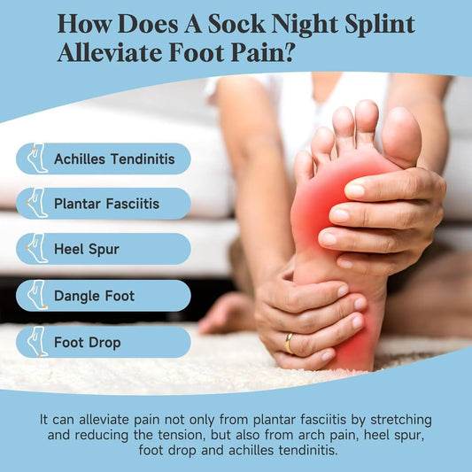 Plantar Fasciitis Night Splint Sock, Plantar Fasciitis Relief Night Splint for Women and Men, With Massage Ball, Large